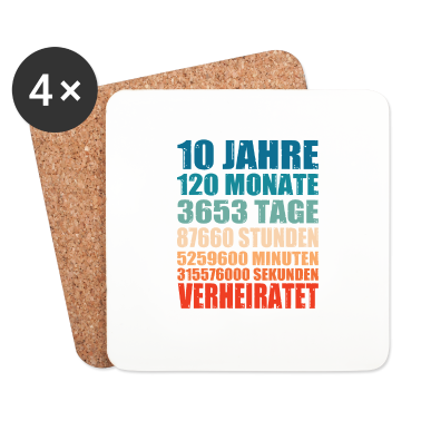 Hochzeit Untersetzer - 10 Jahre Verheiratet Spruch Retro Geschenk
