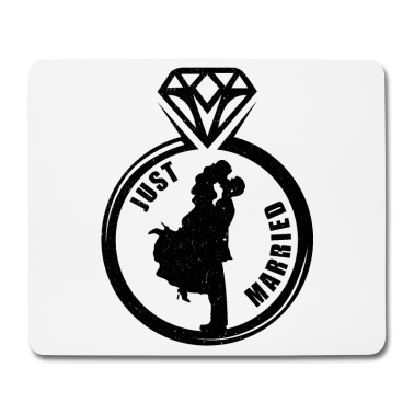 Hochzeit Mousepad - Just Married | Diamantring Hochzeitsring Geschenk
