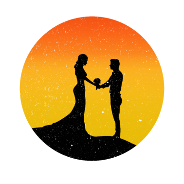 Motiv Ehepaar Sonnenuntergang Silhouette Geschenk