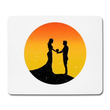 Hochzeit Mousepad - Ehepaar Sonnenuntergang Silhouette Geschenk