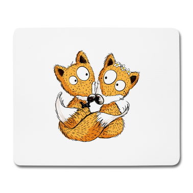 Hochzeit Mousepad - Fuchs Hochzeit - Brautpaar - Comic - Partnerschaft