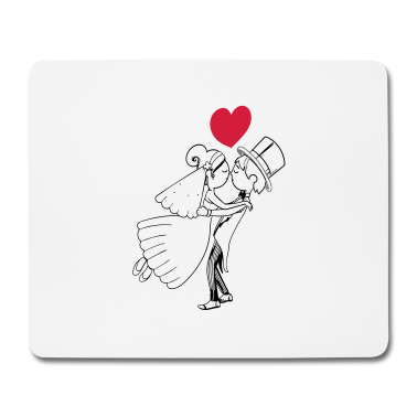 Hochzeit Mousepad - Comic Brautpaar Herz Braut Bräutigam Hochzeit Ehe