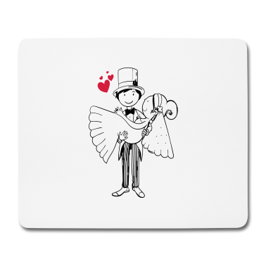 Hochzeit Mousepad - Comic Brautpaar Herz Braut Bräutigam Hochzeit Ehe