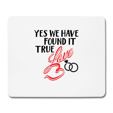 Hochzeit Mousepad - Liebe, Ringe und rote Schrift