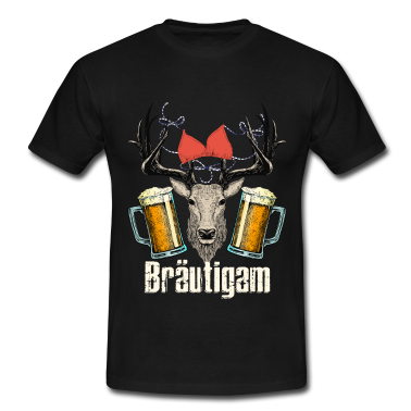 Junggesellenabschied T-Shirt - Junggesellenabschied JGA Bräutigam Hirsch Bier