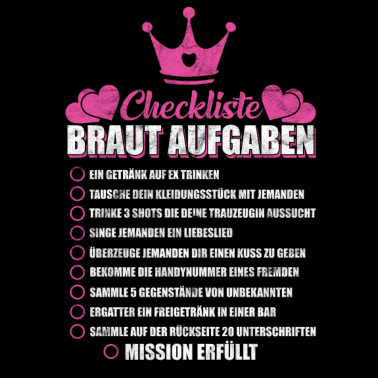 Motiv Junggesellenabschied JGA Checkliste Braut Aufgaben