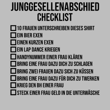 Motiv JGA Junggesellenabschied Checkliste Lustige Idee