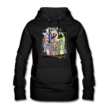Junggesellenabschied Hoodie - Skeleton Drinking Coffee Witch Pumpkin Halloween
