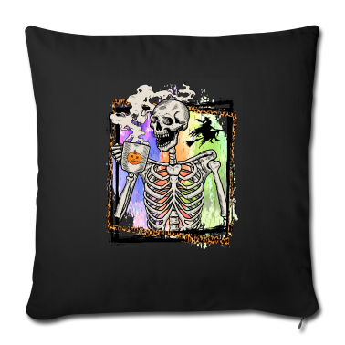Junggesellenabschied Kissenbezug - Skeleton Drinking Coffee Witch Pumpkin Halloween