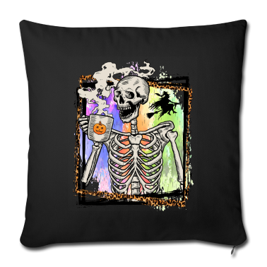 Junggesellenabschied Kissenbezug - Skeleton Drinking Coffee Witch Spice Halloween