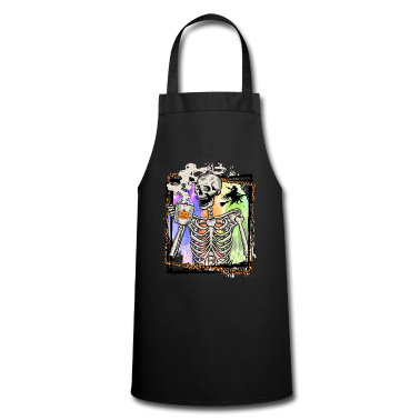 Junggesellenabschied Schürze - Skeleton Drinking Coffee Witch Pumpkin Halloween