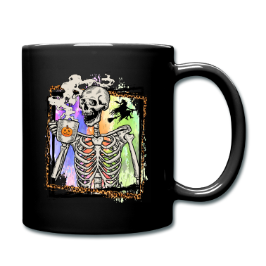 Junggesellenabschied Tasse - Skeleton Drinking Coffee Witch Spice Halloween
