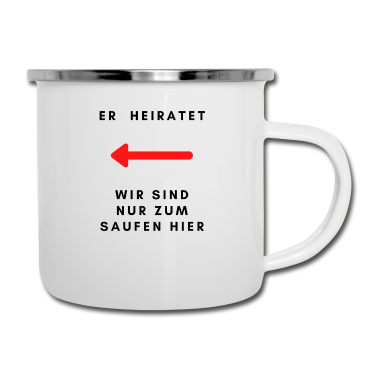 Junggesellenabschied Emaille Tasse - ER HEIRATET Junggesellenabschied