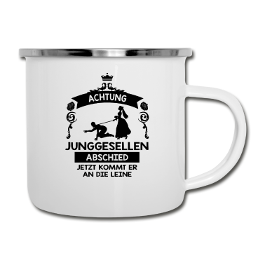 Junggesellenabschied Emaille Tasse - Achtung Junggesellenabschied