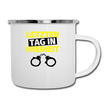 Junggesellenabschied Emaille Tasse - Junggesellenabschied Handschellen