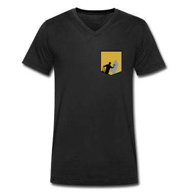 Einzug T-Shirt - Brusttasche Maler auf Leiter übermalt gold silber