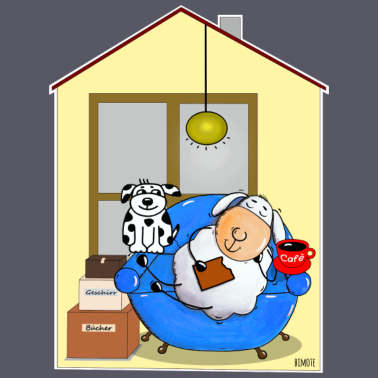 Motiv Haus und Hund weiße Kontur