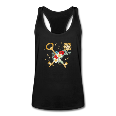 Einzug Tank Top - zwei gekreuzte Schlüssel mit verschiedenen Blüten