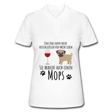 Einzug Poloshirt - Mops-Motiv für Wein-Liebhaber