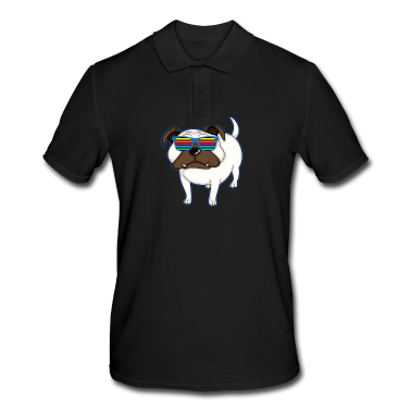 Einzug Poloshirt - Hunde Mops Shirt - PUG GLASSES