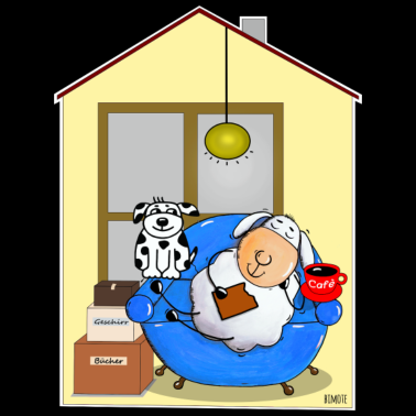 Motiv Haus und Hund weiße Kontur