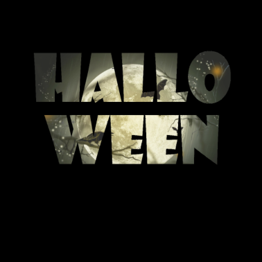 Motiv Halloween Schriftzug gruseliger Mond