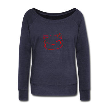 Einzug Langarmshirt - Nemuri Neko, Schlafende Katze, rot