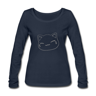 Einzug Langarmshirt - Nemuri Neko, Schlafende Katze, grau
