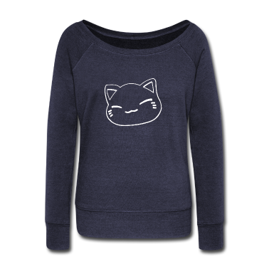 Einzug Langarmshirt - Nemuri Neko, Schlafende Katze, weiß