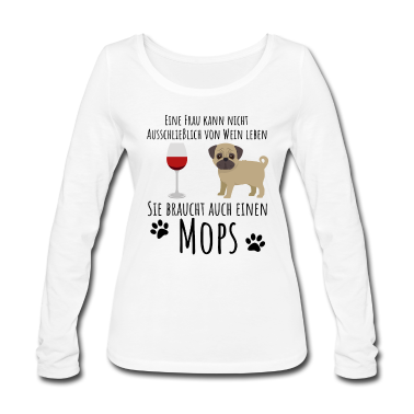 Einzug Langarmshirt - Mops-Motiv für Wein-Liebhaber