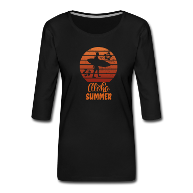 Einzug Langarmshirt - Aloha Sommer mit Surfer und Surfboard Sunset Retro