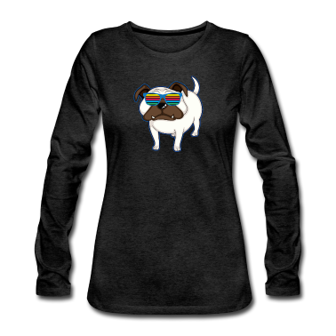 Einzug Langarmshirt - Hunde Mops Shirt - PUG GLASSES