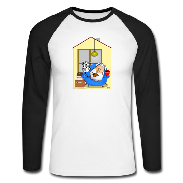 Einzug Langarmshirt - Haus und Hund weiße Kontur