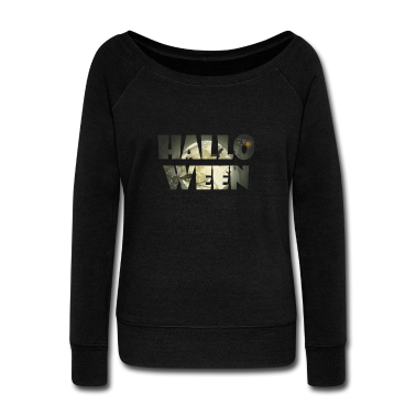 Einzug Pullover - Halloween Schriftzug gruseliger Mond
