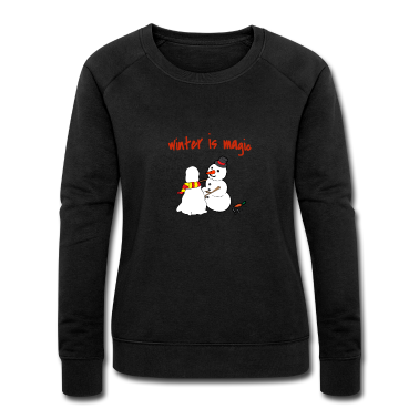 Einzug Pullover - Schneemann baut einen Schneemann - Winterdesign