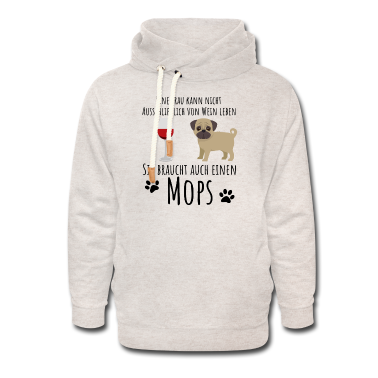 Einzug Hoodie - Mops-Motiv für Wein-Liebhaber