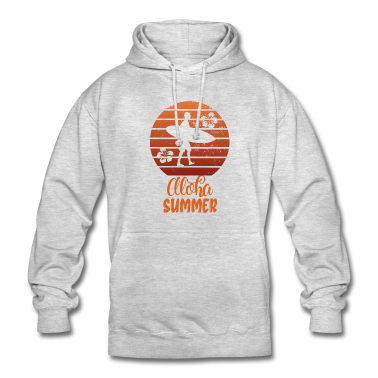 Einzug Hoodie - Aloha Sommer mit Surfer und Surfboard Sunset Retro