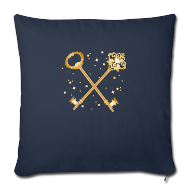 Einzug Kissenbezug - zwei gekreuzte goldfarbene antike Schlüssel