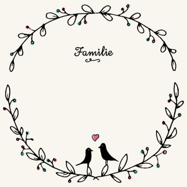 Motiv Blumenkranz Vogelfamilie | mit Name bedrucken