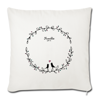 Einzug Kissenbezug - Blumenkranz Vogelfamilie | mit Name bedrucken