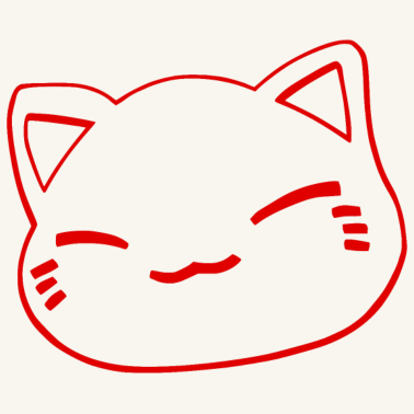 Motiv Nemuri Neko, Schlafende Katze, rot