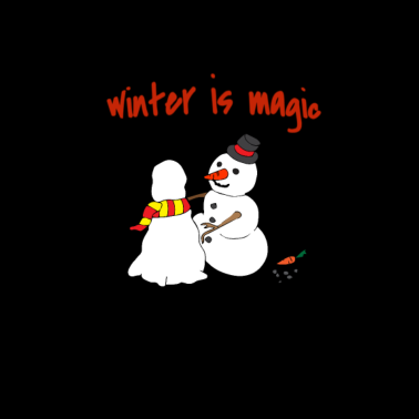 Motiv Schneemann baut einen Schneemann - Winterdesign