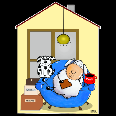 Motiv Haus und Hund weiße Kontur