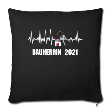 Einzug Kissenbezug - Bauherrin 2021 EKG Herzschlag Hausbau Geschenk