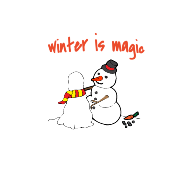 Motiv Schneemann baut einen Schneemann - Winterdesign