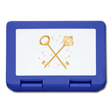 Einzug Brotdose - zwei gekreuzte goldfarbene antike Schlüssel