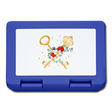 Einzug Brotdose - zwei gekreuzte Schlüssel mit verschiedenen Blüten