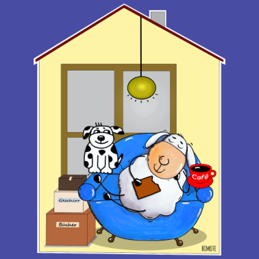 Motiv Haus und Hund weiße Kontur