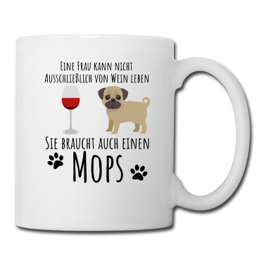 Einzug Tasse - Mops-Motiv für Wein-Liebhaber