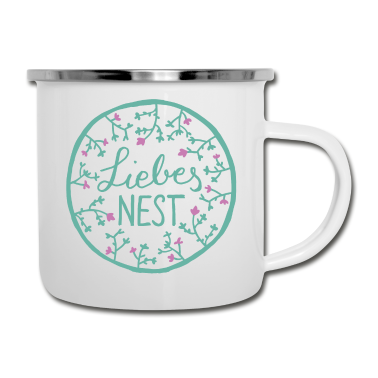 Einzug Emaille Tasse - Liebesnest | für Verliebte | Einzug, Hochzeit